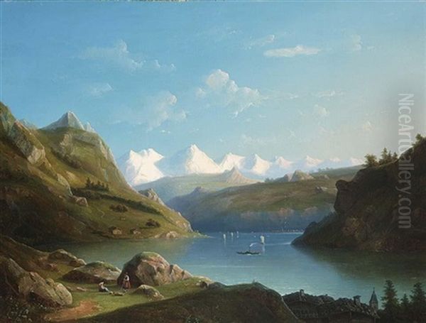 A Snow-capped Fjord by Jacobus Hendricus Johannes Nooteboom