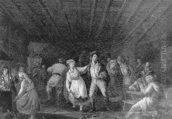 Scene De Danse Dans Une Auberge En Pologne Oil Painting by Jean-Pierre Norblin De La Gourdaine