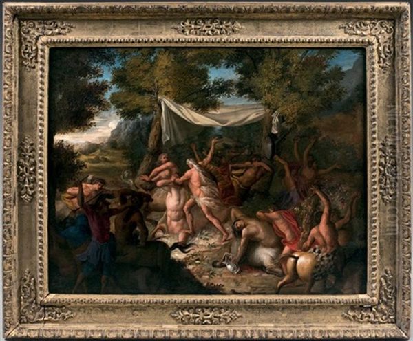 Le Combat Des Centaures Et Des Lapithes Oil Painting by Sebastien Norblin de La Gourdaine