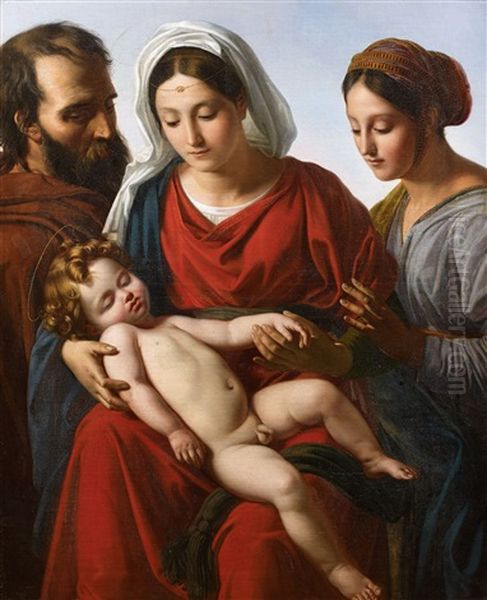 Sainte Famille Oil Painting by Sebastien Norblin de La Gourdaine