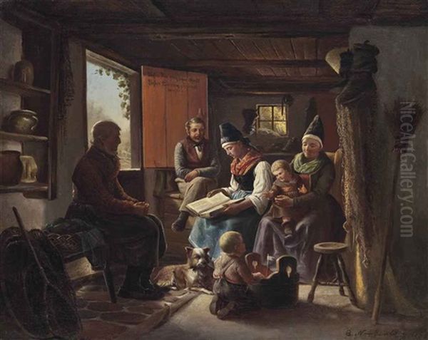 Story Time Oil Painting by Bengt Nordenberg