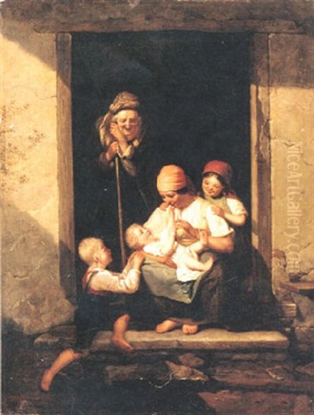 Familjelycka Oil Painting by Bengt Nordenberg