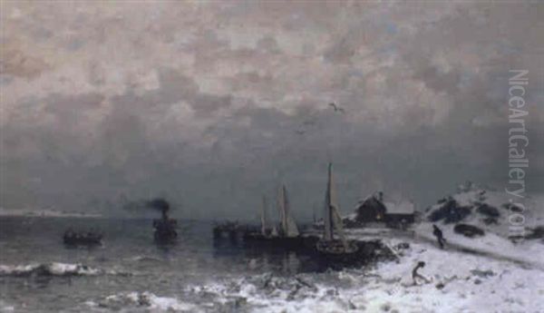 Kustlandskap Om Vintern Oil Painting by Bengt Nordenberg