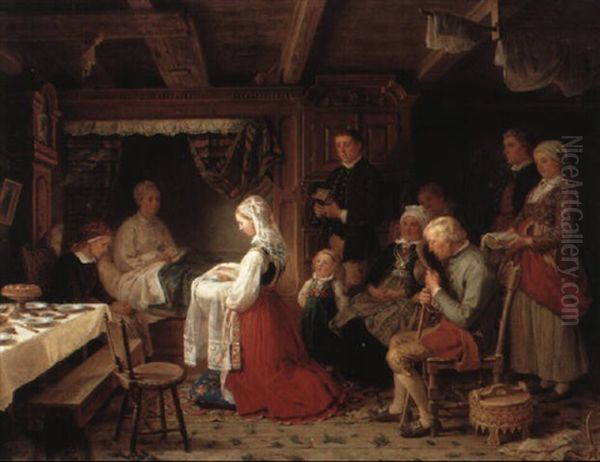 The Christening Oil Painting by Bengt Nordenberg