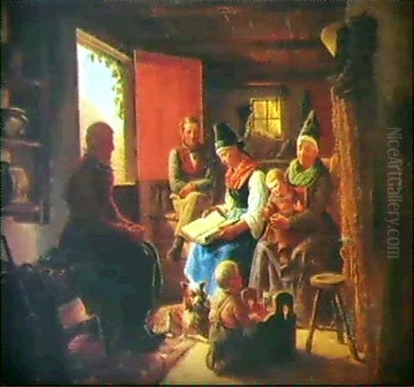 Interior, Fiskarstuga Oil Painting by Bengt Nordenberg