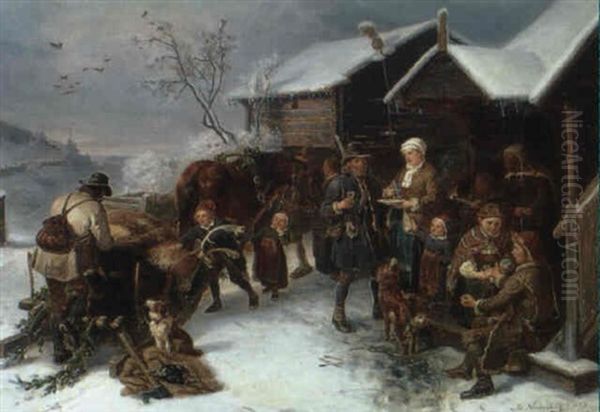 Efter Bjornjakten Oil Painting by Bengt Nordenberg