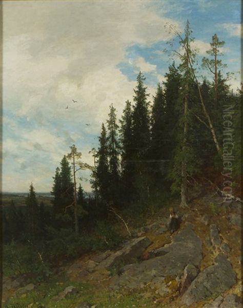 Forest Oil Painting by Axel Wilhelm Nordgren