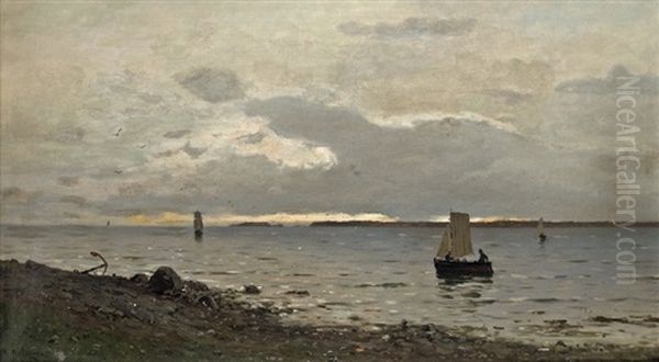 Evening On The Swedish Coast Oil Painting by Axel Wilhelm Nordgren