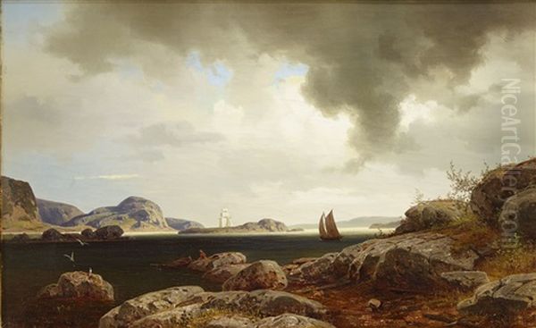 Kustlandskap Fran Bohuslan Oil Painting by Axel Wilhelm Nordgren