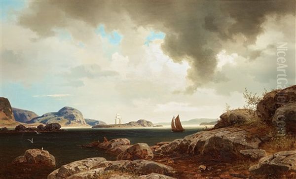 At The Coast Outside Bohuslan Oil Painting by Axel Wilhelm Nordgren