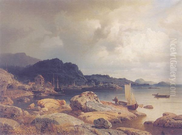 Setting Out In The Fjords Oil Painting by Axel Wilhelm Nordgren