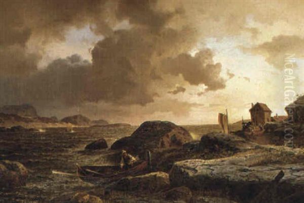 Kustlandskap, Bohuslan Oil Painting by Axel Wilhelm Nordgren