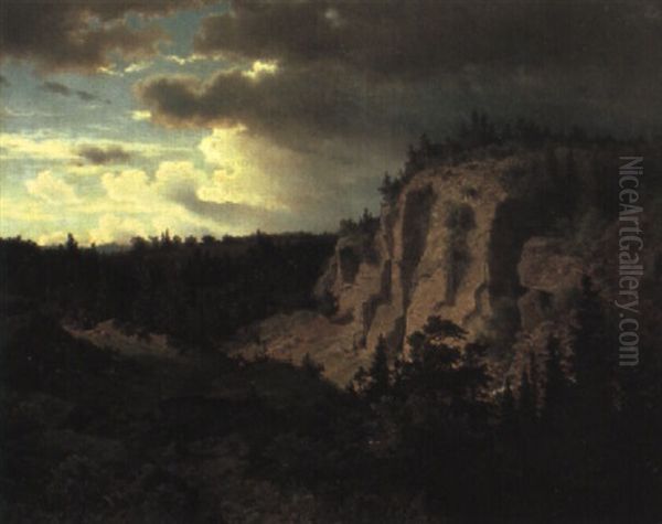 Berglandskap - Annalkande Ov,der Oil Painting by Axel Wilhelm Nordgren