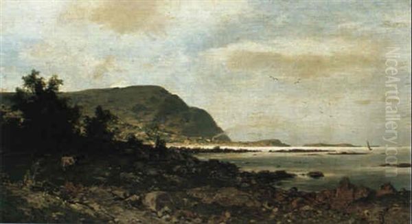 Kustlandskap Oil Painting by Axel Wilhelm Nordgren