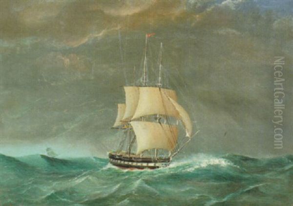 Marin Med Segelfartyg Oil Painting by Adolf Nordling