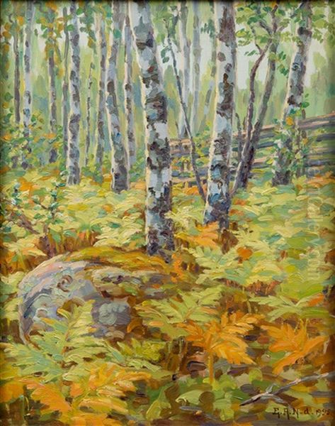 Sunlight In The Forest Oil Painting by Alfhild Elin Nordlund