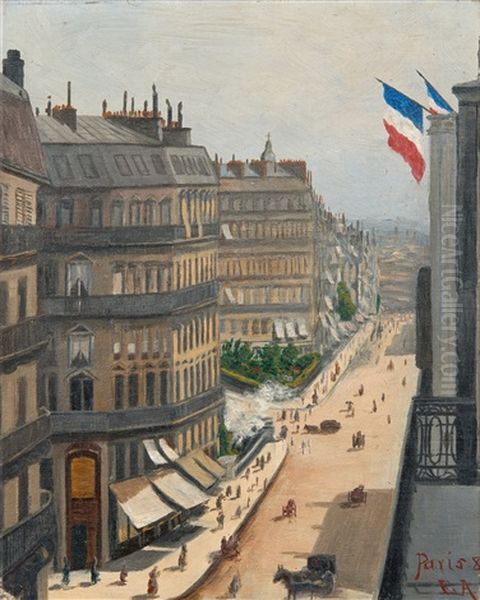 Street View From Paris Oil Painting by Alfhild Elin Nordlund