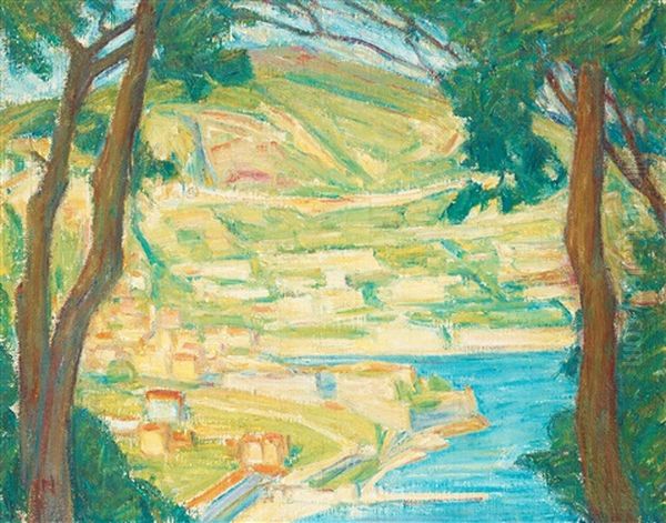 Villefranche Fran M: T Boron (villefranche From M: T Boron) Oil Painting by Karl Nordstroem