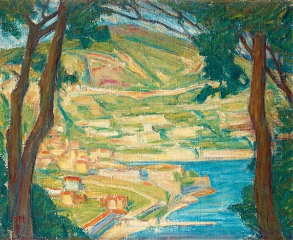 Villefranche Fran M:t Boron Oil Painting by Karl Nordstroem