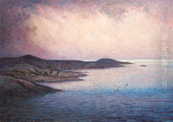 Skymning Over Havet Oil Painting by Karl Nordstroem