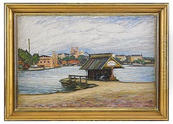 Angbatsbryggan Vid Grondal Oil Painting by Karl Nordstroem