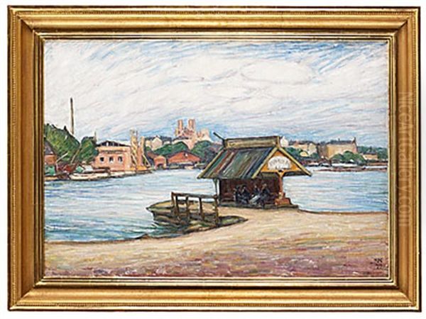 Angslupsbryggan Vid Grondal Oil Painting by Karl Nordstroem