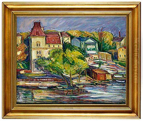 Hus Vid Vatten - Motiv Fran Grondal Oil Painting by Karl Nordstroem