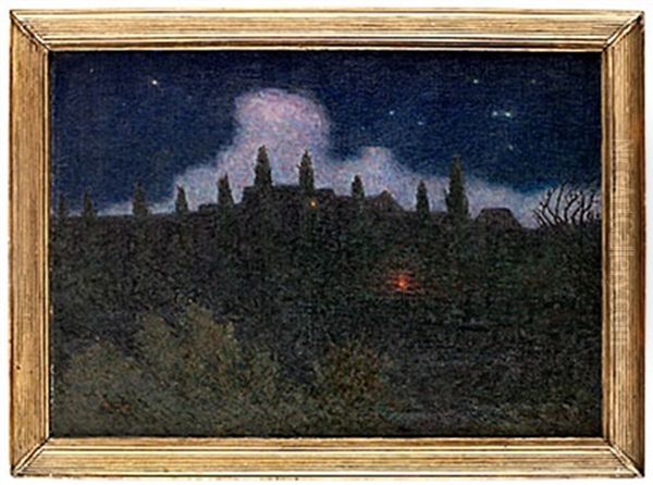 Varberg I Nattstamning, Effet De Nuit Oil Painting by Karl Nordstroem