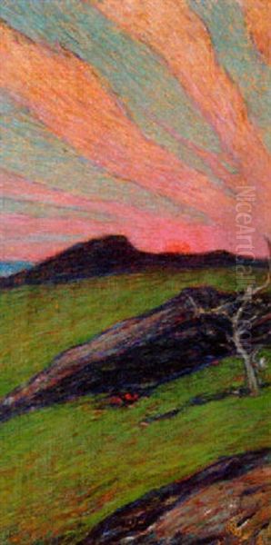 Solnedgang, Bohuslan Oil Painting by Karl Nordstroem