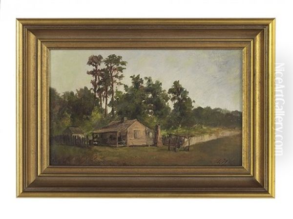 Southern Cabin Scene Oil Painting by August Norieri