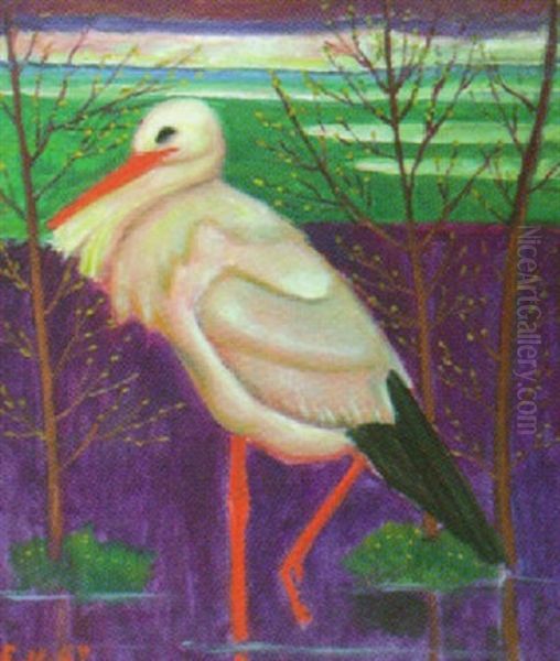 Stork I Karr Oil Painting by Ernst Norlind