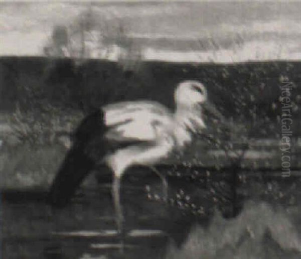 Stork I Karr Oil Painting by Ernst Norlind