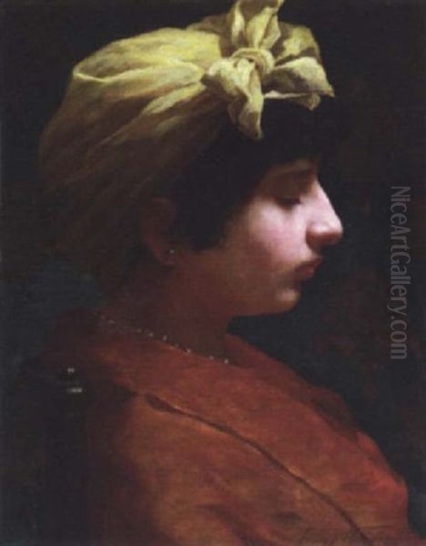 Portrait Of A Lady (henrietta Rae?) Oil Painting by Ernest Normand