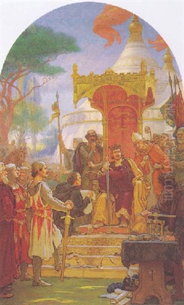 King John Granting Magna Carta Oil Painting by Ernest Normand