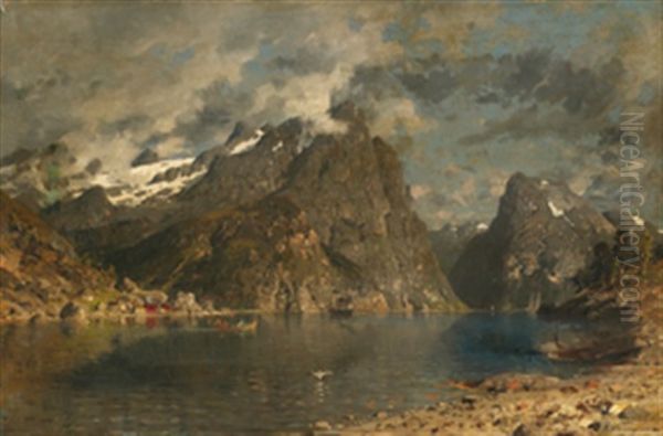 Vestlandsfjord Oil Painting by Adelsteen Normann