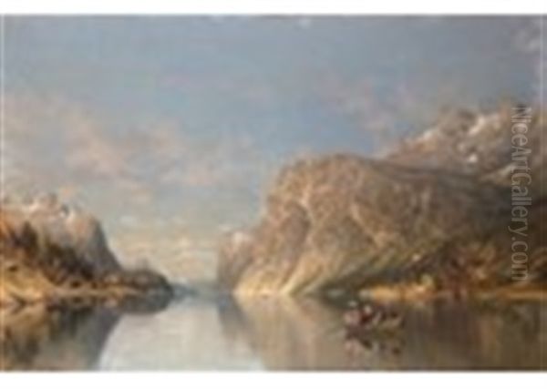 Pleasure Trips On A Norwegian Fjord Oil Painting by Adelsteen Normann