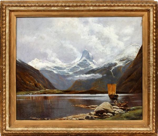 Mountain Lake Oil Painting by Adelsteen Normann