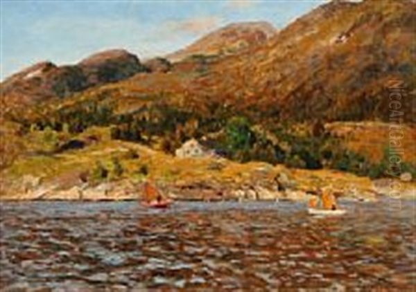 A Summer Day In Alesund, Norway Oil Painting by Adelsteen Normann