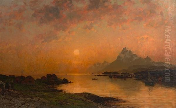 Sommernatt I Raftsundet Oil Painting by Adelsteen Normann