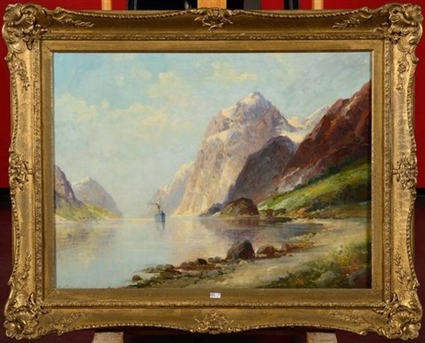 Bateau Dans Le Fjord Oil Painting by Adelsteen Normann