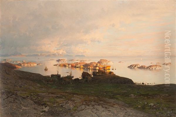 Sommernatt I Lofoten (summer Night In Lofoten) Oil Painting by Adelsteen Normann