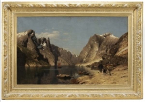 Outing At A Fjord Oil Painting by Adelsteen Normann