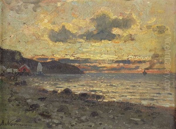 Abend An Nordischer Kuste Oil Painting by Adelsteen Normann