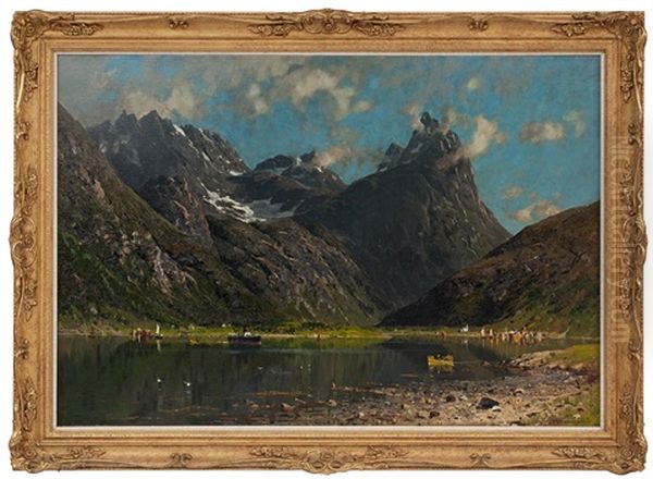 Fjordlandskap I Norge Oil Painting by Adelsteen Normann