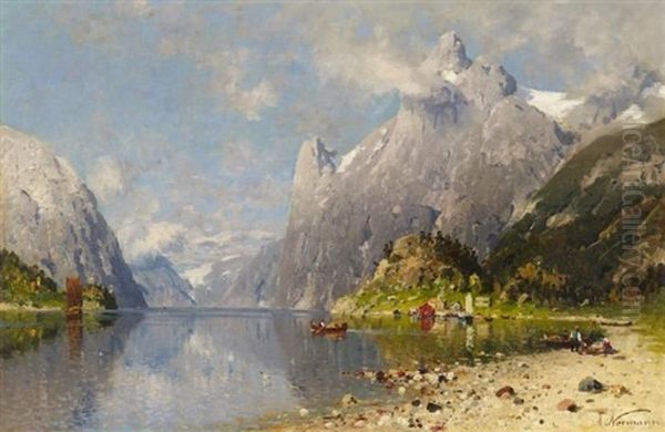 Sommerliche Fjordlandschaft Oil Painting by Adelsteen Normann