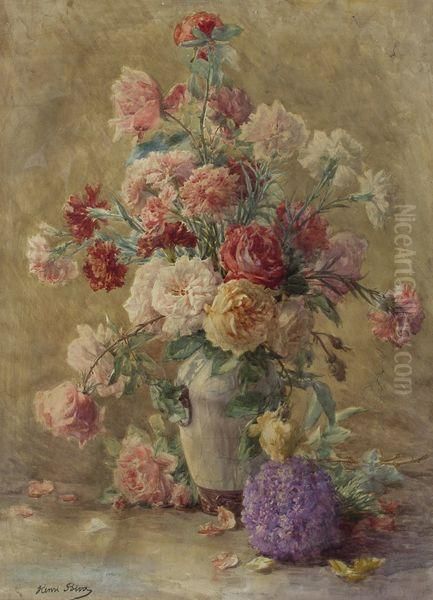 Bouquet De Roses Oil Painting by Henri Biva