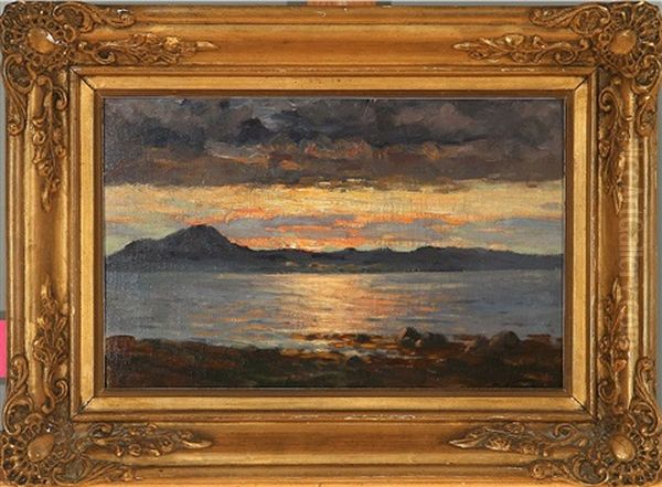 Coastal Scene At Sunset Oil Painting by Adelsteen Normann