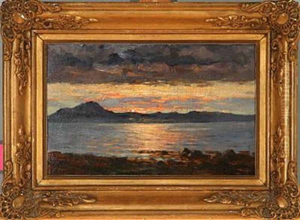 Coastal Scene At Sunset Oil Painting by Adelsteen Normann