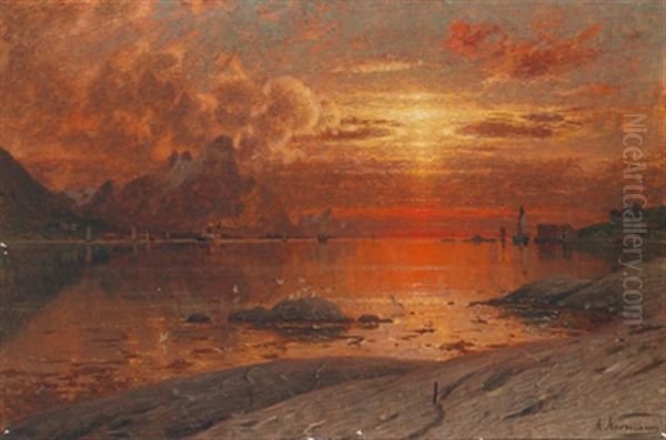 Mitternachtssonne Oil Painting by Adelsteen Normann