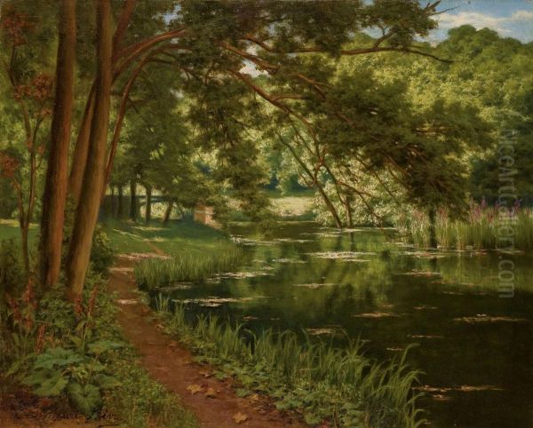 Au Bord Du Lac Oil Painting by Henri Biva